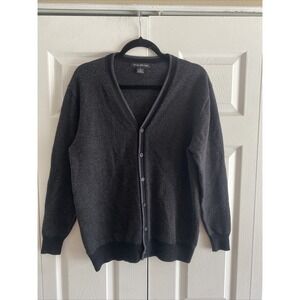 Tagio Merino Wool Blend Cardigan Sweater Mens Size L Charcoal Grey Heritage Prof
